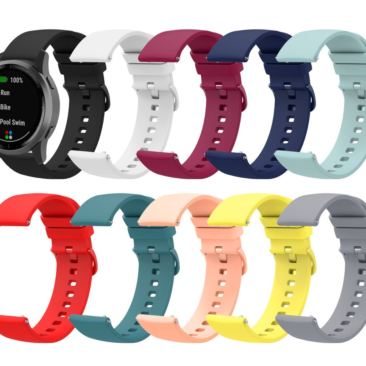 Flat Same Color Buckle Universal Silicone Strap